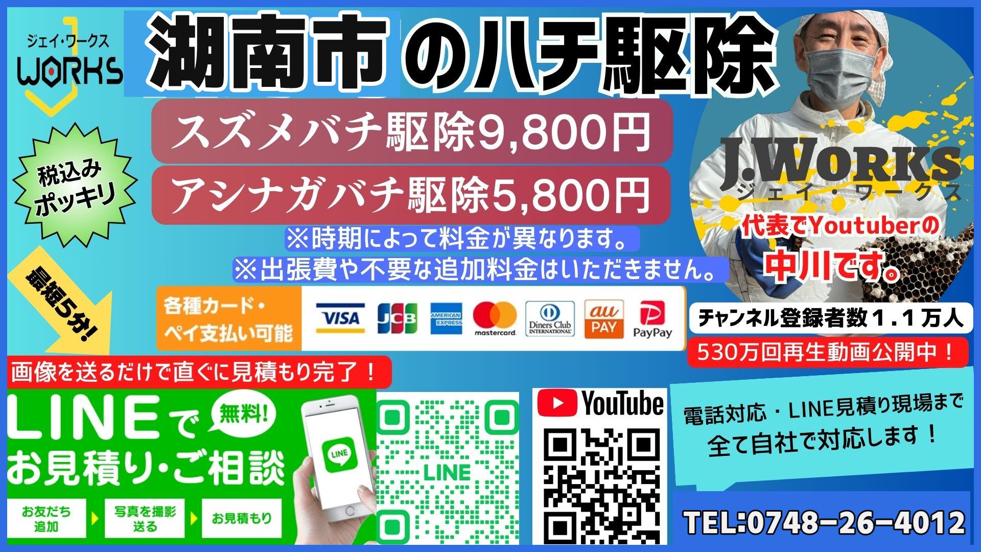 滋賀県湖南市朝国のハチ駆除即日対応 地元滋賀のハチ駆除「ジェイ･ワークス」